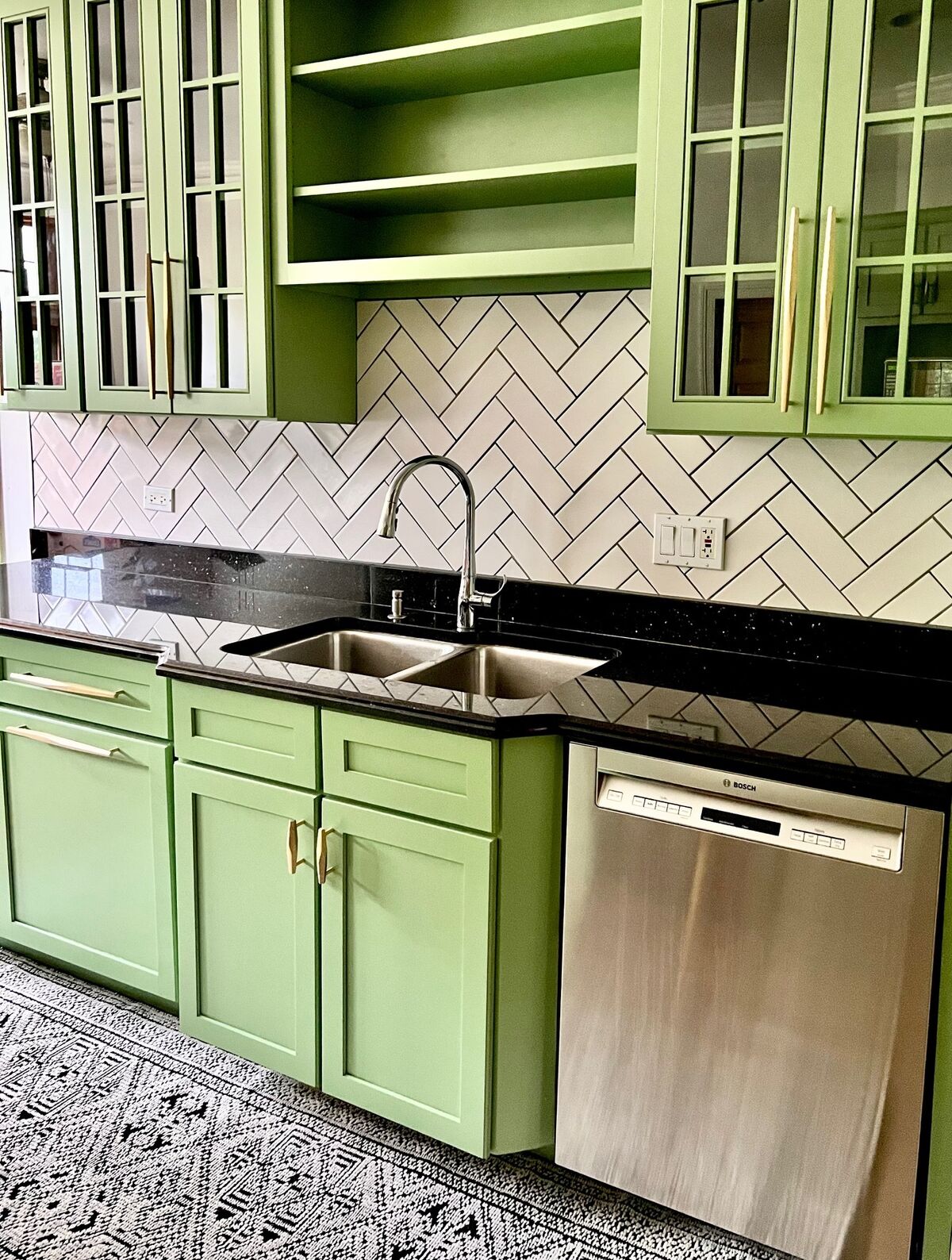 Pearl Herringbone Kitchen Backsplash Fireclay Tile