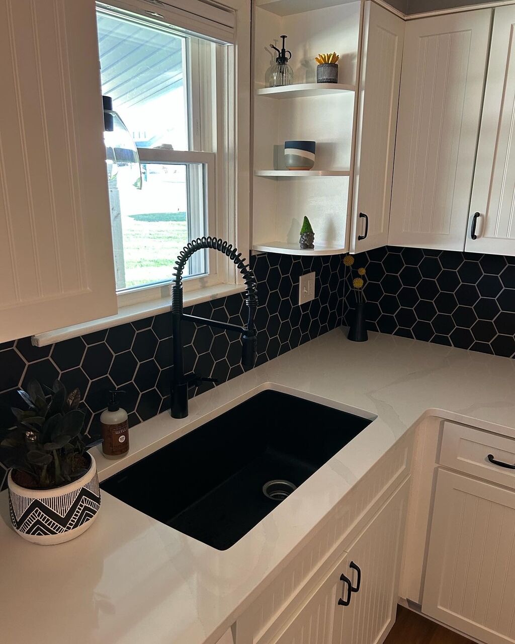 Basalt Hexagon Kitchen Backsplash Fireclay Tile