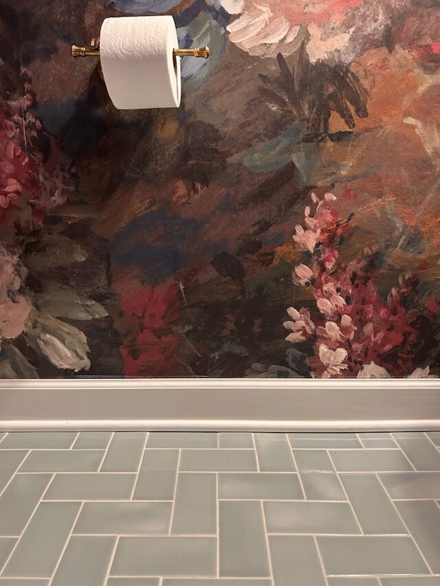 Hood River Herringbone Powder Room Floor | Fireclay Tile