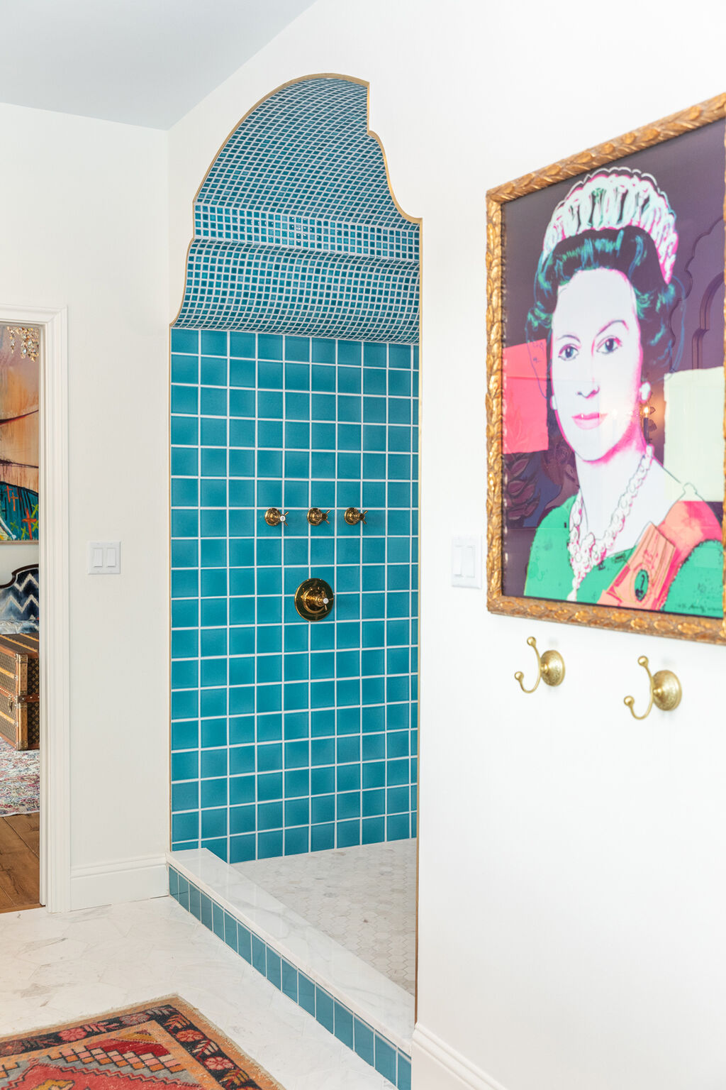 Tiki Blue Primary Bathroom Arched Shower Ceiling &… Fireclay Tile
