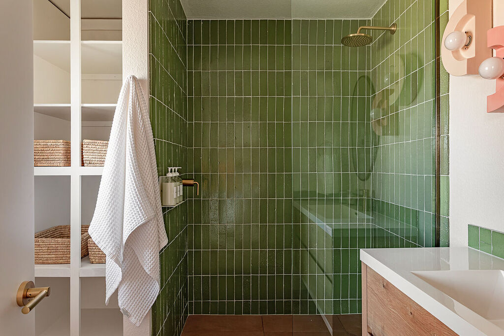 Your Search for the Perfect Green Tile Shower Ends… | Fireclay Tile