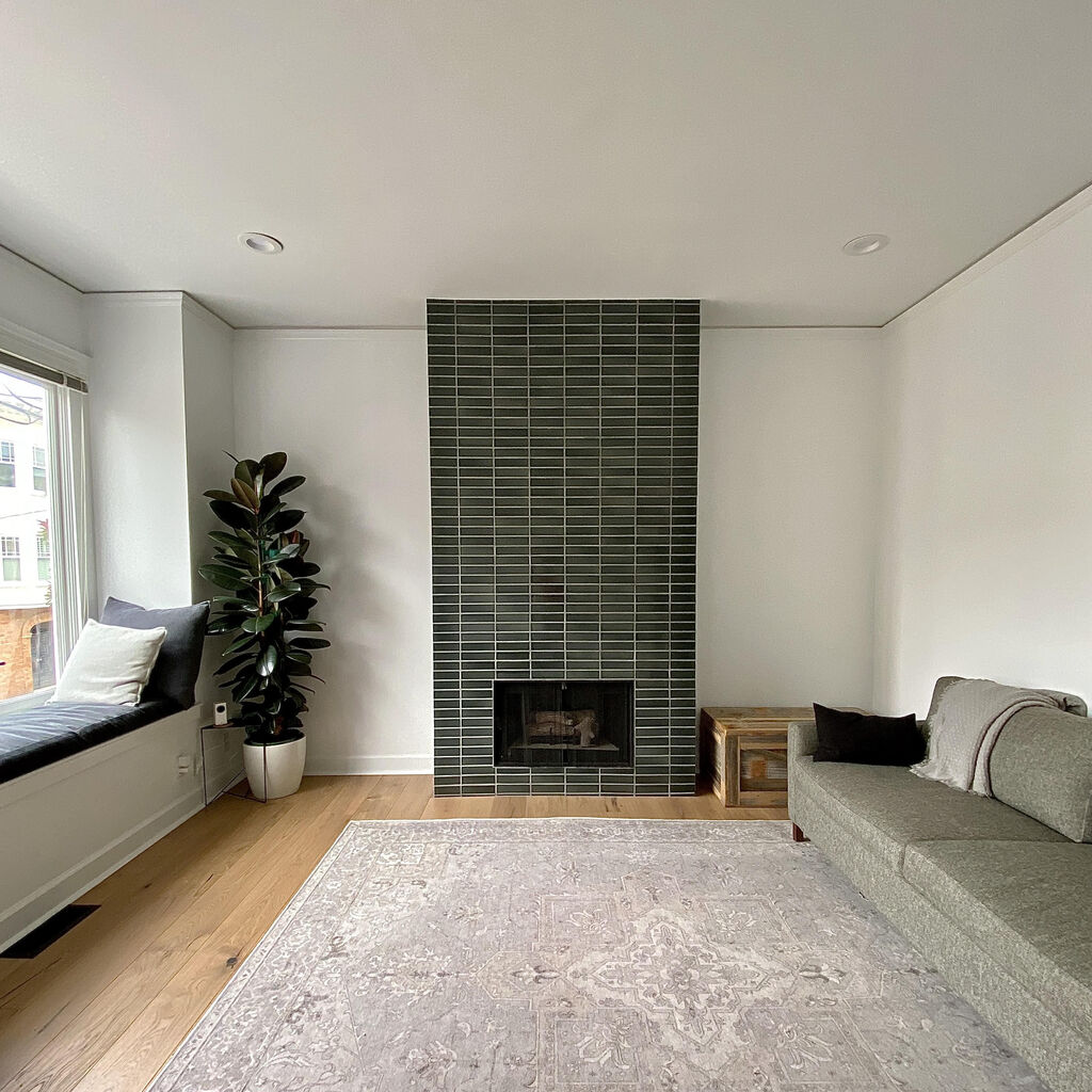 Dark Green Handmade Fireplace Tiles | Fireclay Tile