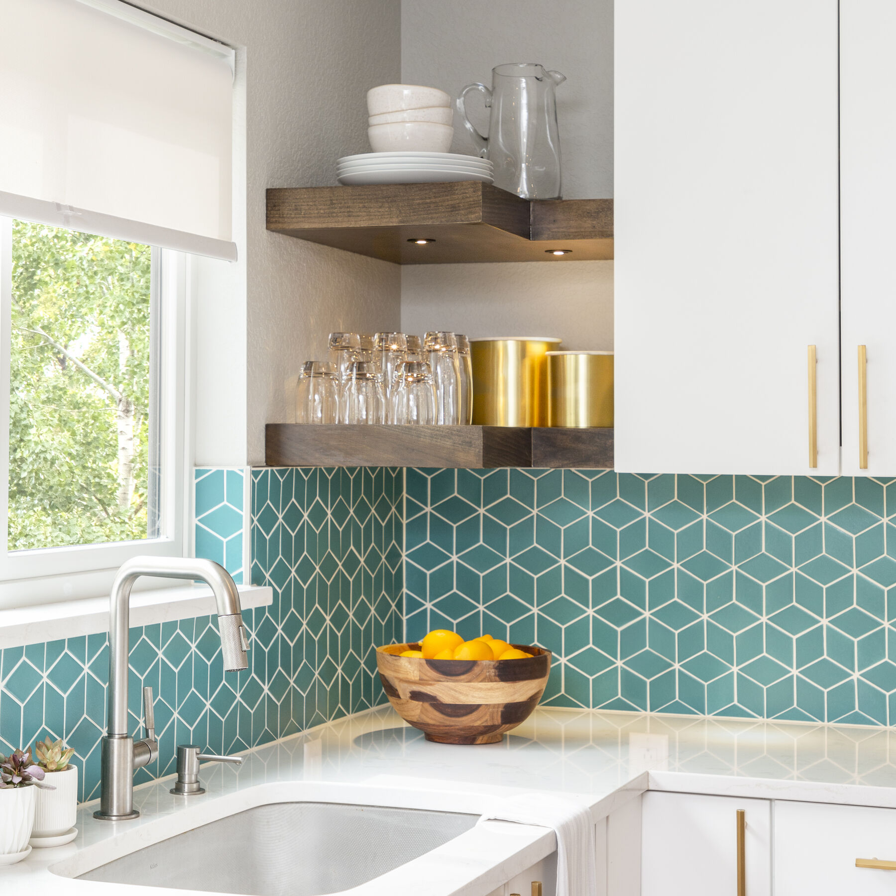 Small Diamond Blue Kitchen Tiles | Fireclay Tile